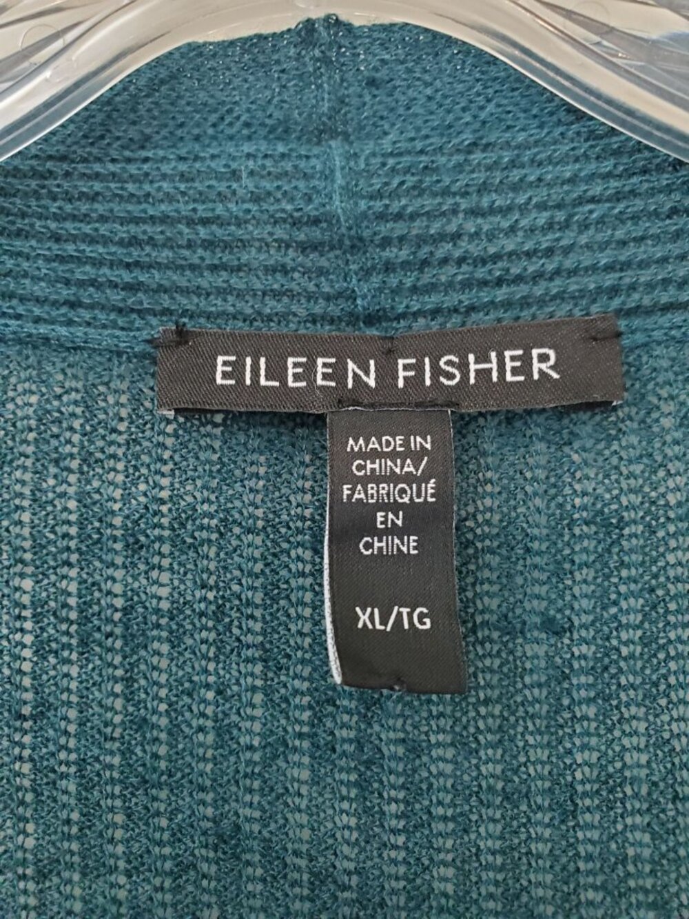 Eileen Fisher dark teal lightweight open front cardigan - Picture 3 of 8